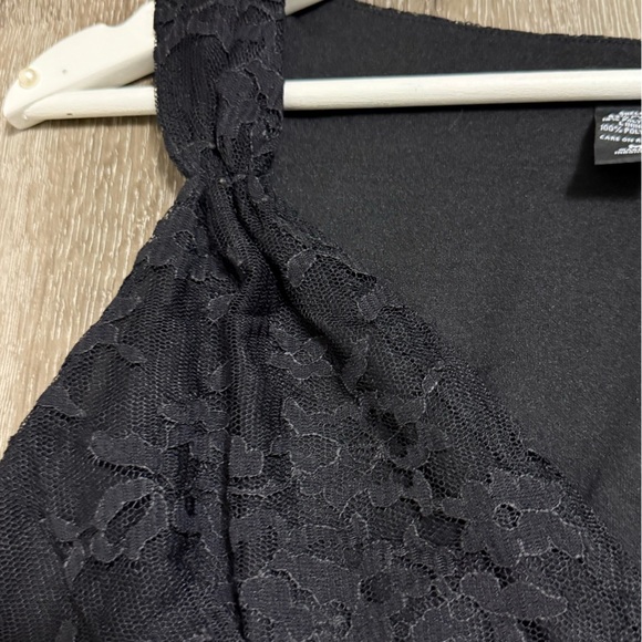 Y2K New York & Co. Black Lace Velvet Embellished Babydoll Top Vamp Goth Med - Picture 4 of 8